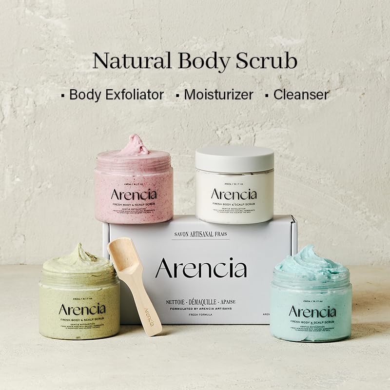 Arencia Fresh Cloud Sea Salt Body & Scalp Scrub (White) - Gentle Exfoliation for Softer, Refreshed Skin and Scalp, Korean Skin Care