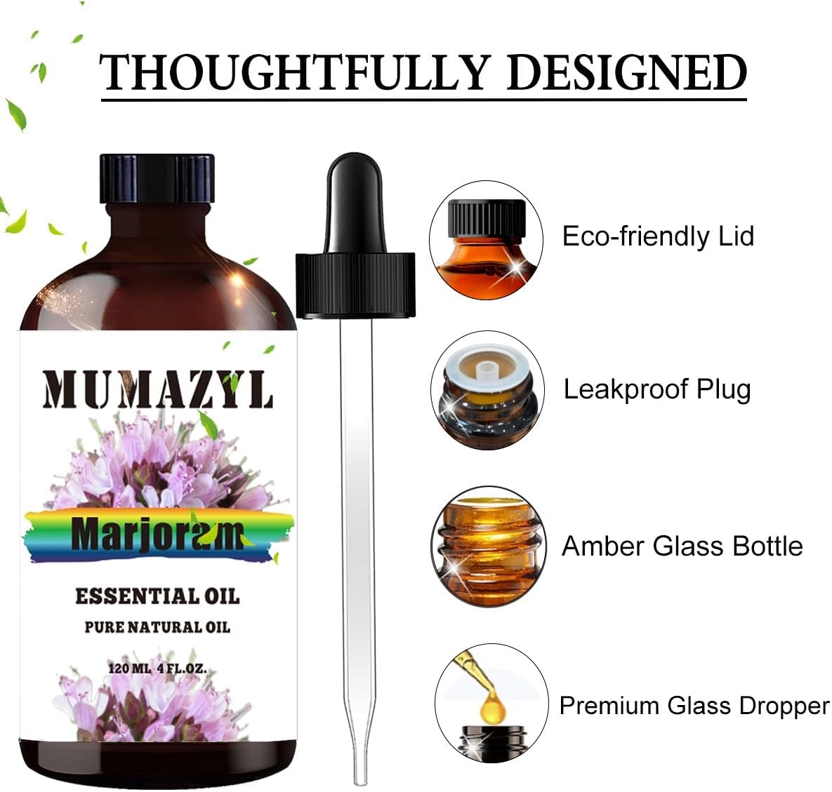 Marjoram Essential Oil, Marjoram Oil 4 Fl Oz 120ML for Diffuser Humidifier Yoga Cleaning DIY Candle Soap Making Essential Oils