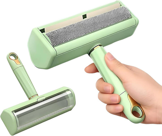Pet Hair Remover Lint Roller - Washable Reusable, Static Adsorption for Cat Dog Hair Removal On Furniture, Sofas, Bedding, Carpets,Pet Hair Removal Tool,Dog Hair Remover,Lint Remover (Green)
