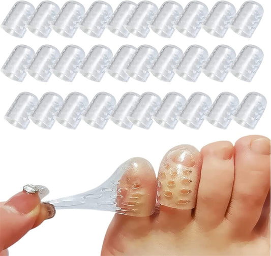 Silicone Anti Friction Toe Protectors Women, 30 Pcs Gel Toe Separators Breathable Little Toe Covers for Men and Women, Toe Sleeves for Ingrown Toenails, Corns, Calluses, Blisters and Pain Relief