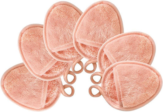 Reusable Makeup Remover Pads Soft Makeup Remover Cloths Washable Facial Makeup Cleansing Pads for Face,Lip,Eyes Orange 6PCS