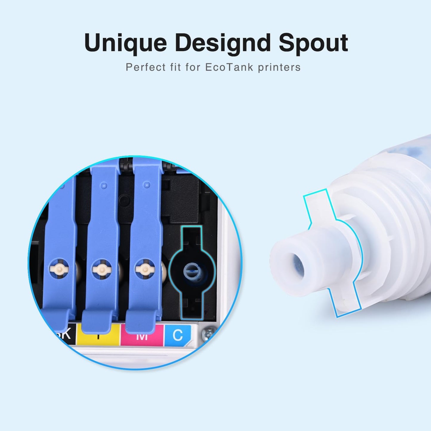 Replacement for 502 Ink Bottle Color Combo Pack Replacement for Epson 502 Compatible for EcoTank ET-2760 ET-2850 ET-4760 ET-3850 ET-15000 ET-2760 ET-4850 ET-2750 Printer (Cyan/Magenta/Yellow)