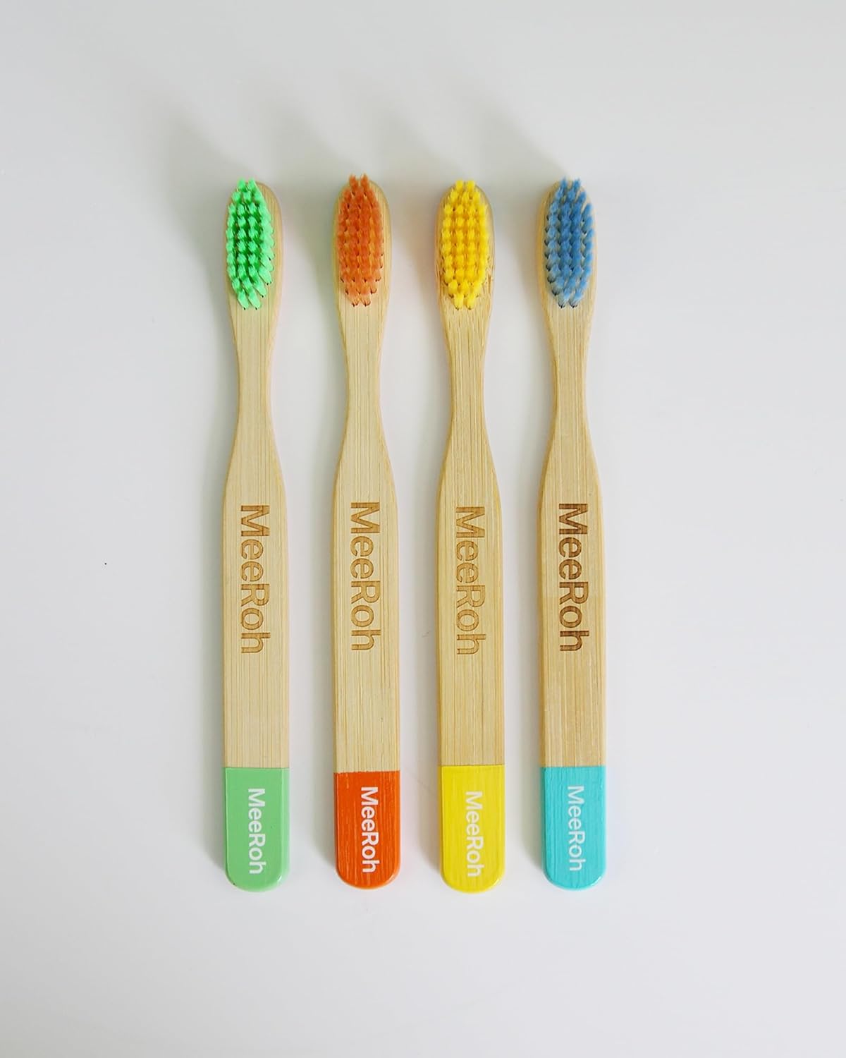 MeeRoh Bamboo Toothbrush for Kids – Eco-Friendly, Soft Bristles, 4-Pack
