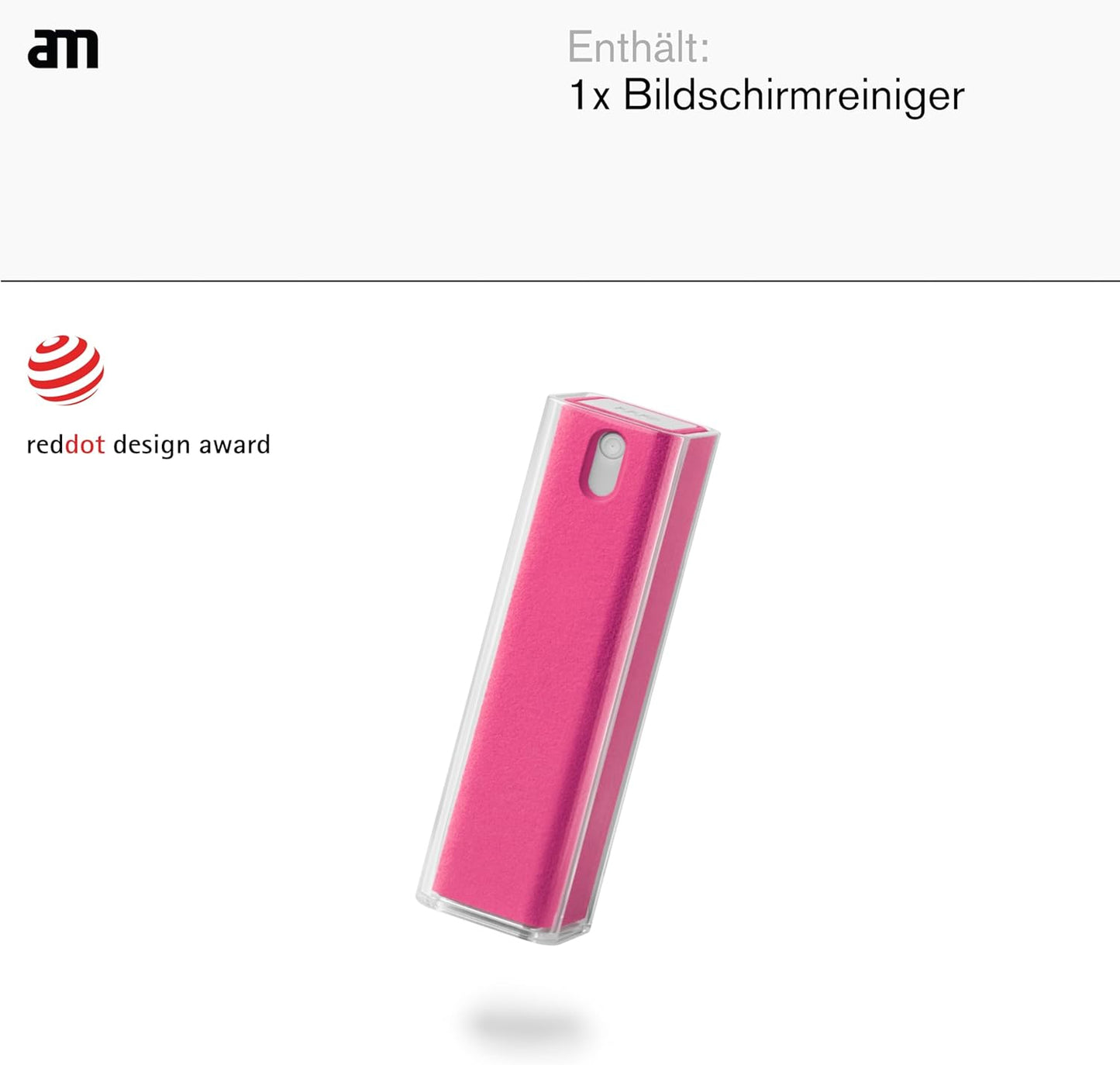 am Screen Cleaner Mist Spray with Microfiber Cloth Around – Alcohol-Free, Streak-Free Screen Cleaning Kit for Smartphones, Tablets, Laptops, Smart TVs & Car Screens, 1 Pack, Pink