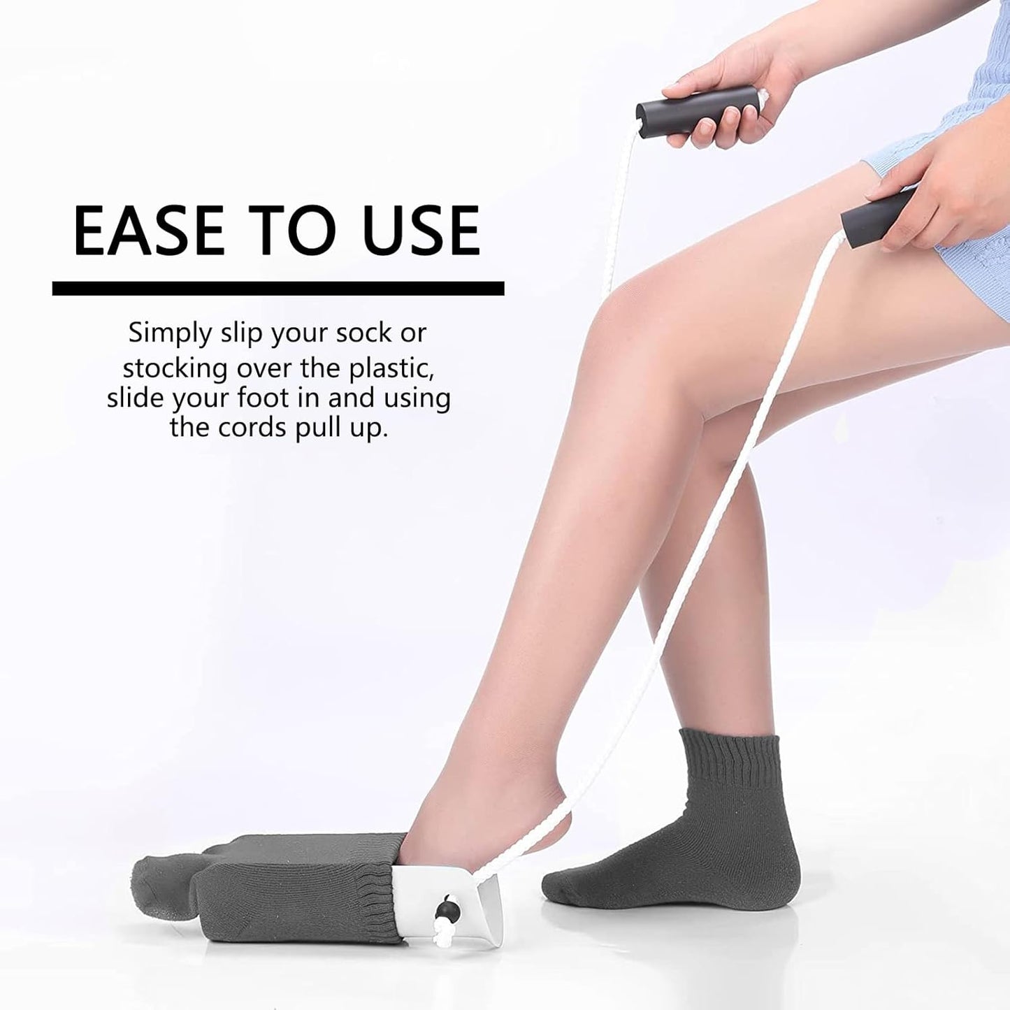 DILSIAI Sock Aid Device for Seniors Assistant Device no Bending Helper Easy on and Off Stocking - Without Bending, Slip Resistance, Reliable Sock Aid Device for Seniors (Sock aid S White)