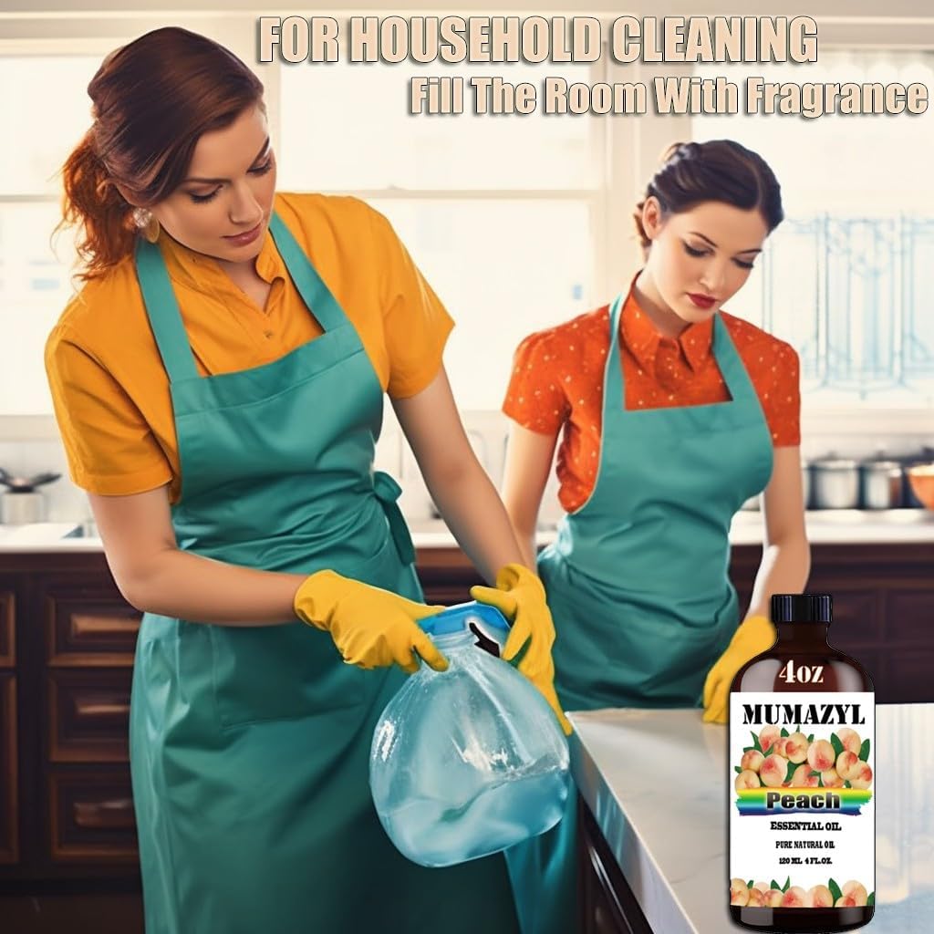 Peach Essential Oil, Peach Oil 4 Fl Oz 120ML for Diffuser Humidifier Yoga Cleaning DIY Candle Soap Making Essential Oils