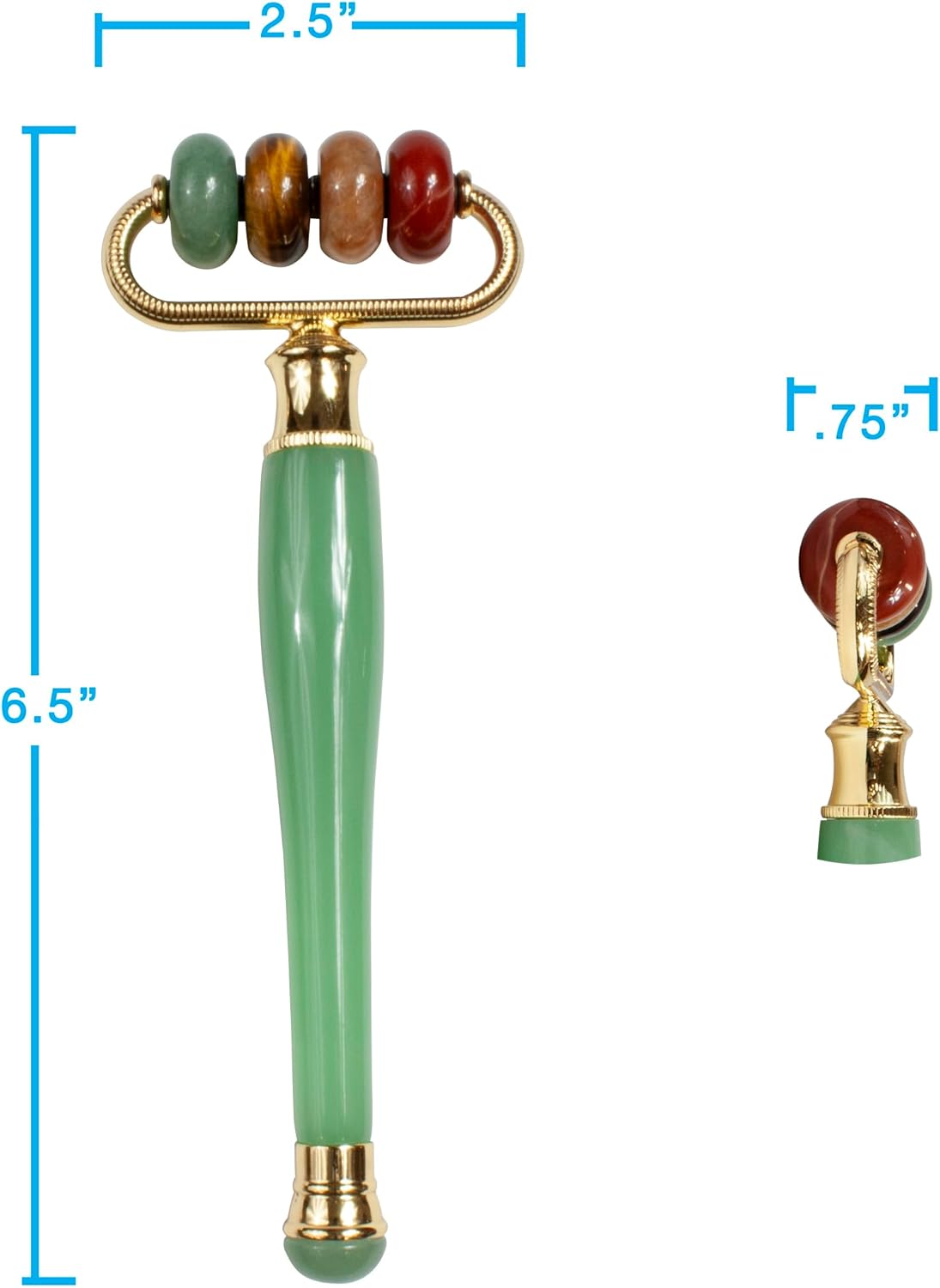 Eurow Luxe Multi-Stone Jade Face Roller for Skincare, Puffiness, Wrinkles, Relaxation, Circulation, Product Absorption & Massage, Rejuvenating Facial Tool for Women & Men, Multi-Color