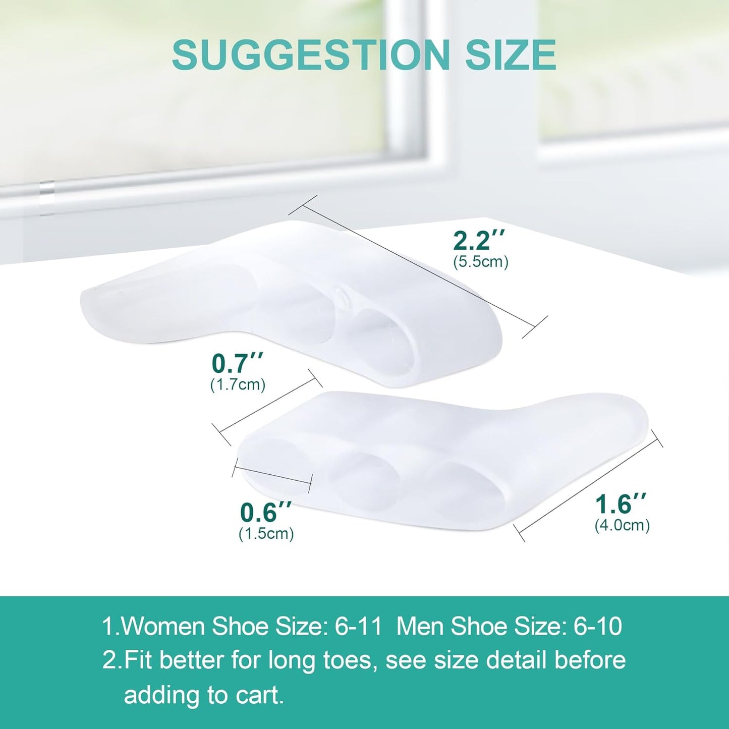Welnove Gel Pinky Toe Separators - 8 Pack Pinky Toe Spacers, Bunion Cushions Pads for Women&Men, Silicone Little Toe Protectors for Preventing Rubbing & Relieve Pressure(Clear)