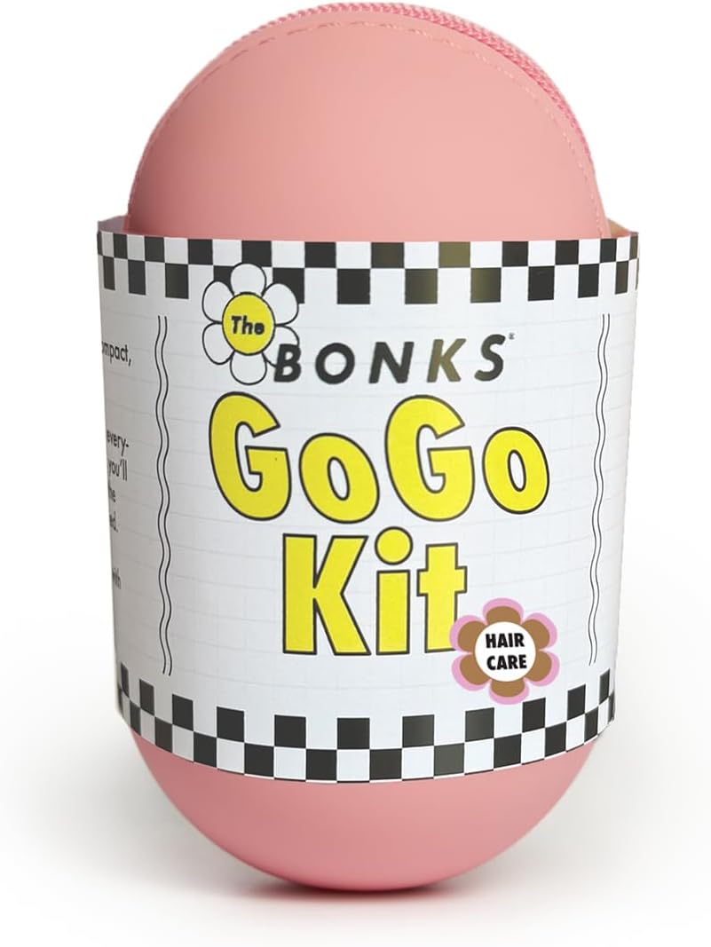 Bonks GoGo Kit - Hair Care Kit Espresso - Portable Hair Accessories Pouch for Women & Teens - Includes Mini Claw Clip, Seamless Hair Pins, Silky Hair Tie & Folding Comb - Compact Travel Essential