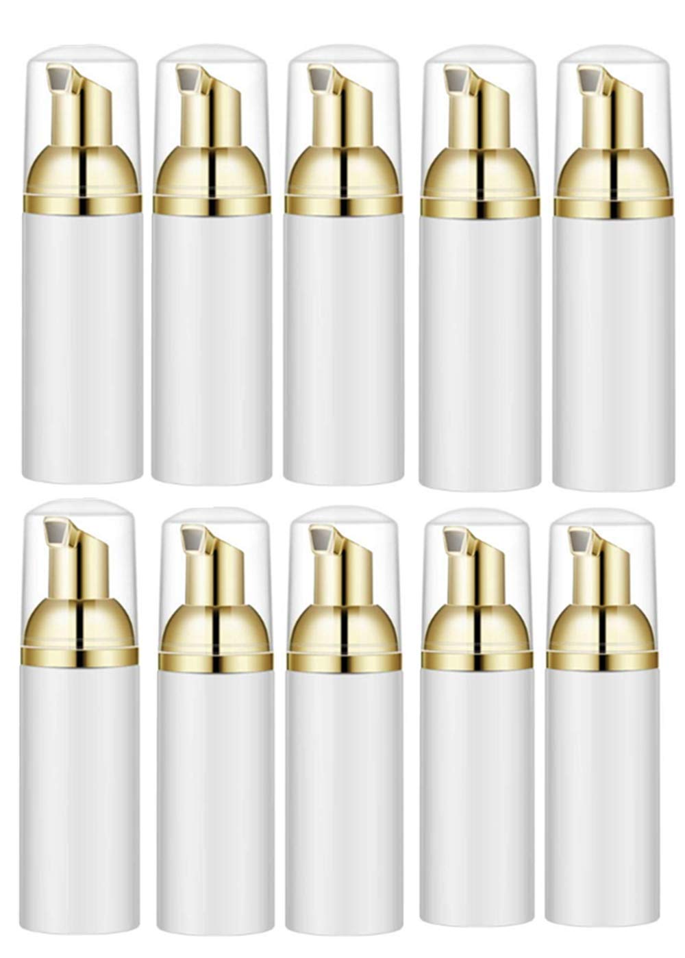 60ML Plastic Travel Foaming Soap Dispenser | Mini Empty Foaming Liquid Soap Pump Bottles (10pcs) Gold