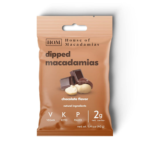 House of Macadamias Premium Dipped Macadamia Nuts, Chocolate, Plant Based, Keto, Low Carb, Vegan, Paleo, Sugar Free, Dairy Free, Gluten-Free, Preservative Free, 12 x 1.41oz