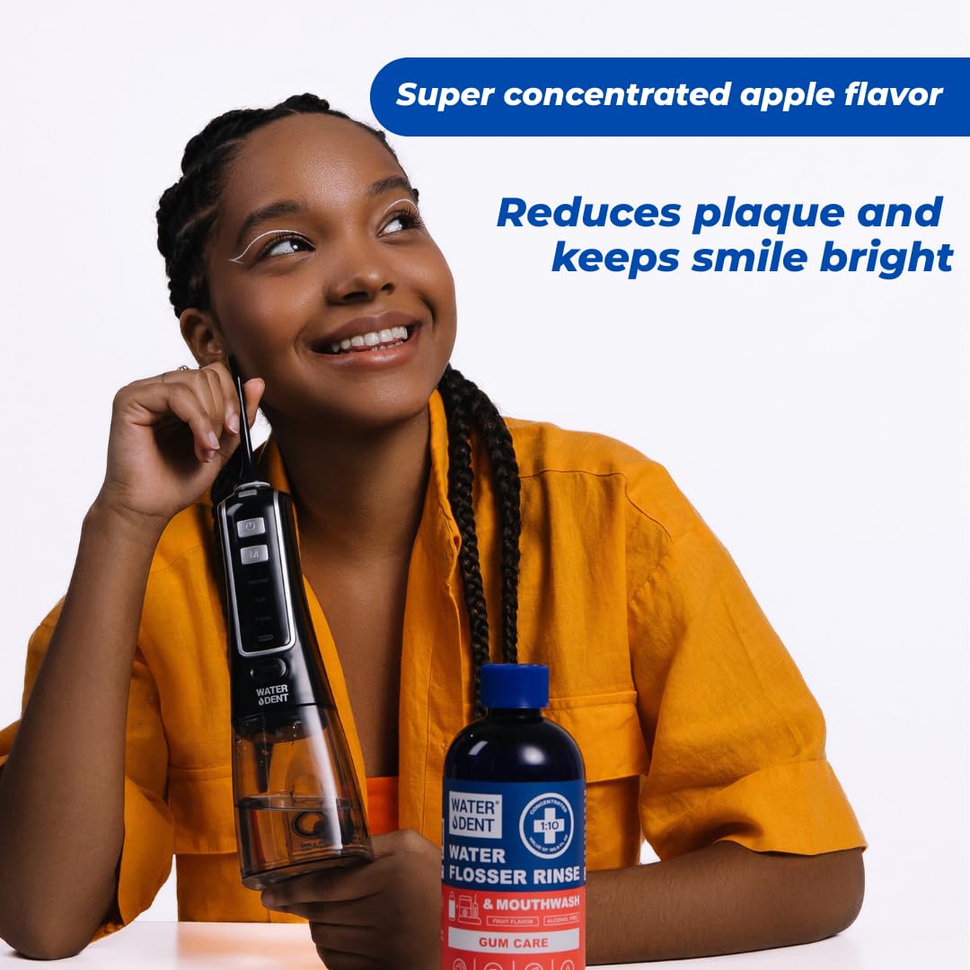 Concentrated Water flosser Rinse & mouthwash Gum Care | Add to Water Flosser | Apple Mint| Alcohol and Fluoride Free. Made in USA| Pack of 2 = 33.8 fl.oz | WATER DENT