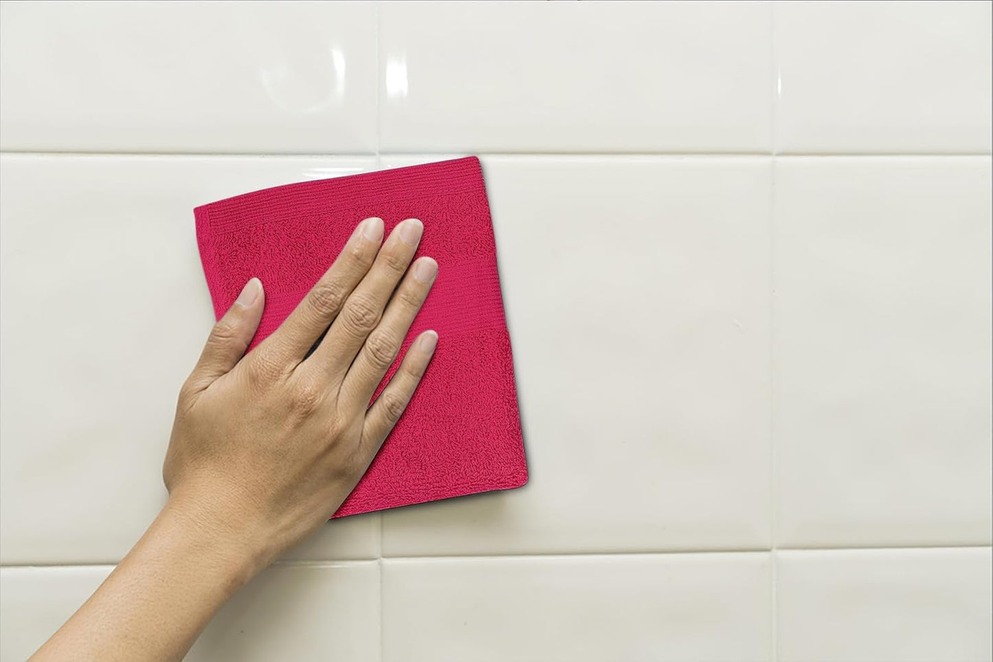 Premium Wash Cloths Pack of 12 (13" x 13") 100% Ring Spun Cotton | Luxury Washcloths | Ultra Soft Face Towels | Highly Absorbent Wash Cloths for face (Raspberry)