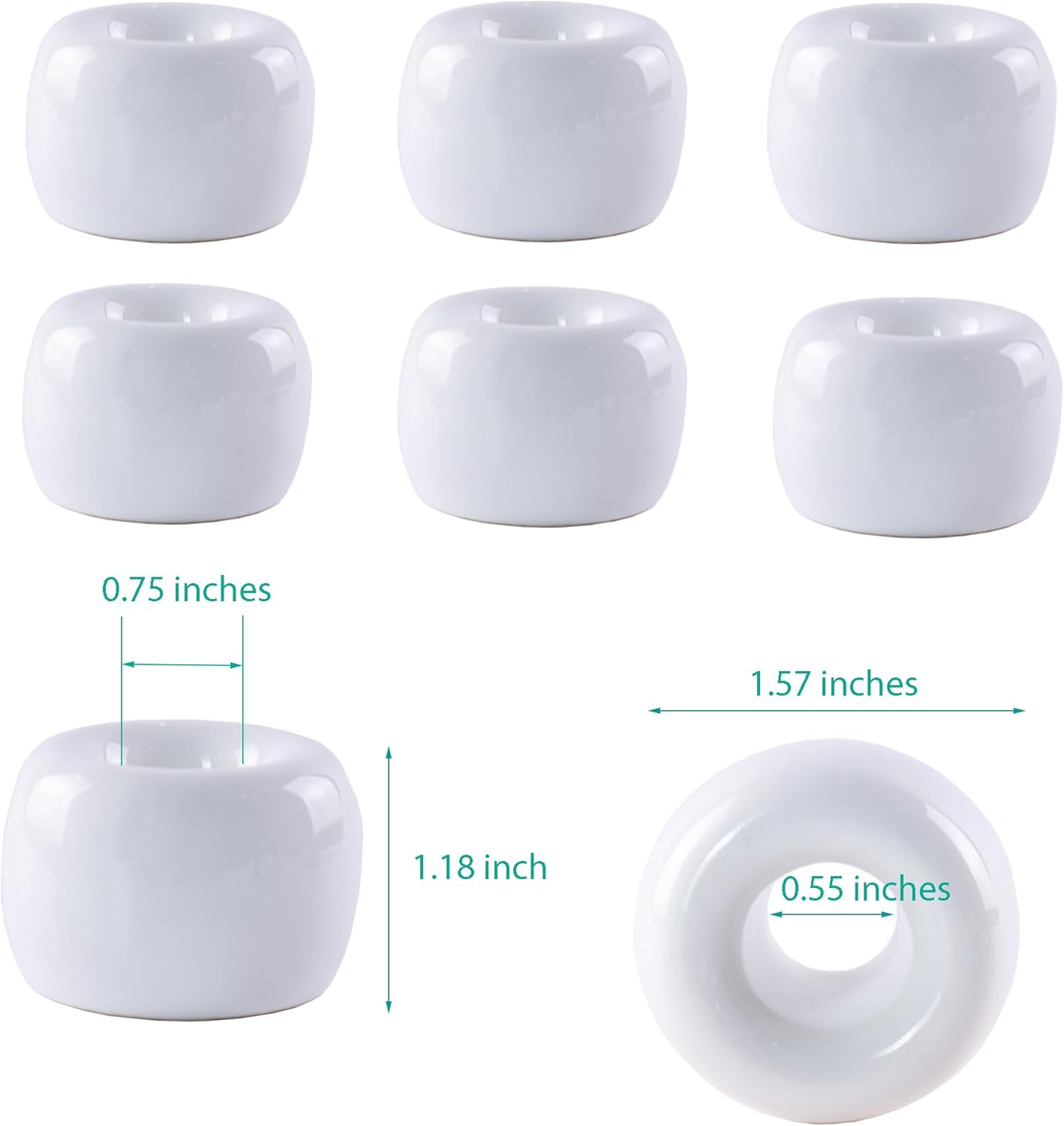 Set of 6 Sleek Mini Ceramics Toothbrush Holder, Small Ceramic Ring, Perfect Size for Bathroom Vanity Countertops