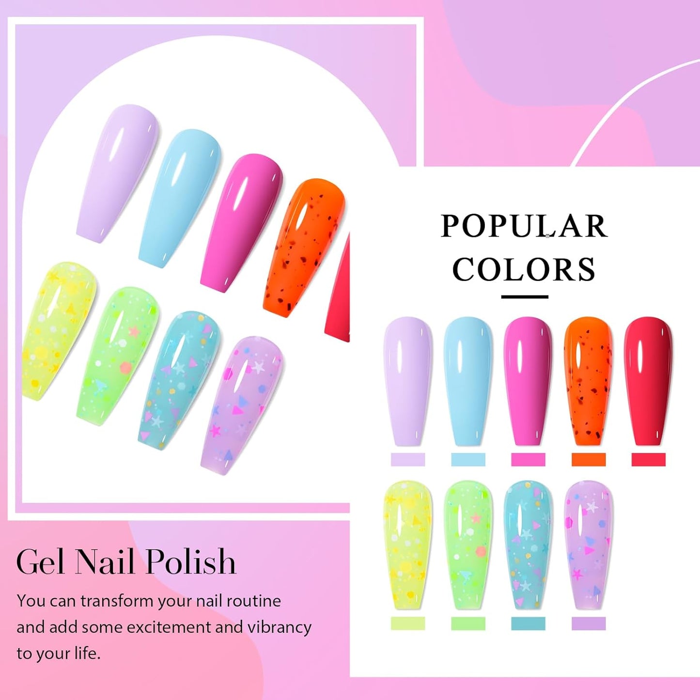 MEET ACROSS 9 Colors Gel Nail Polish + 3PCS Function Gel Nail Polish Kit,Fashion Nail Art Set Design Gifts for Women Manicure Salon (SET16, 12pcs)