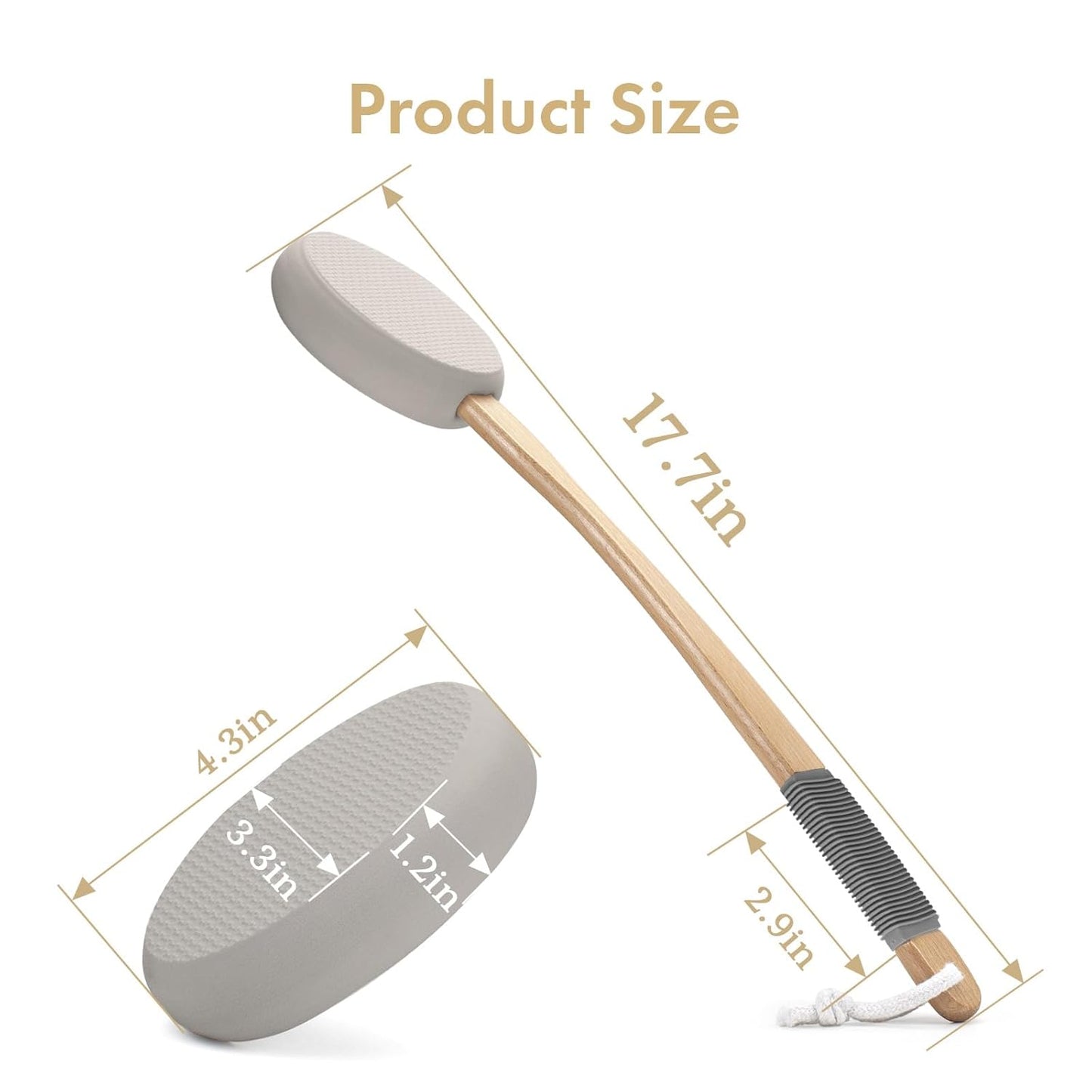 AmazerBath Lotion Applicator for Back, Feet, 4 Replaceable Pads with Long Handle, Back Sunscreen Applicator for Elderly, Women, Apply Cream Medicine Skin Cream Moisturizer Sunscreen Tanner, Gray