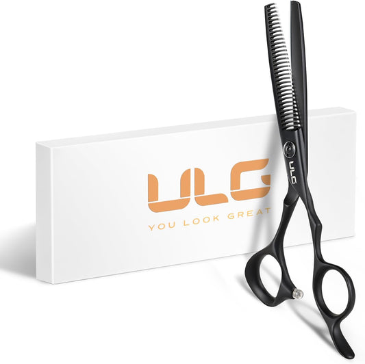 ULG Seamless Thinning Scissors – Professional Stainless Steel, Teflon Coated, Ergonomic Offset Handles, Precision Serrated Blades for Natural Hair Thinning and Layering, Ideal for Stylists and Barbers