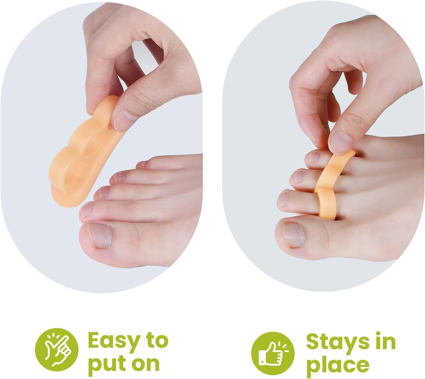 Bukihome Hammertoe Corrector Gel Toe Straighteners - 12 pcs Support Crest for Women & Men - Realign Bent, Crooked, Curled, Claw, Hammer Toes - Beige,Three Loop