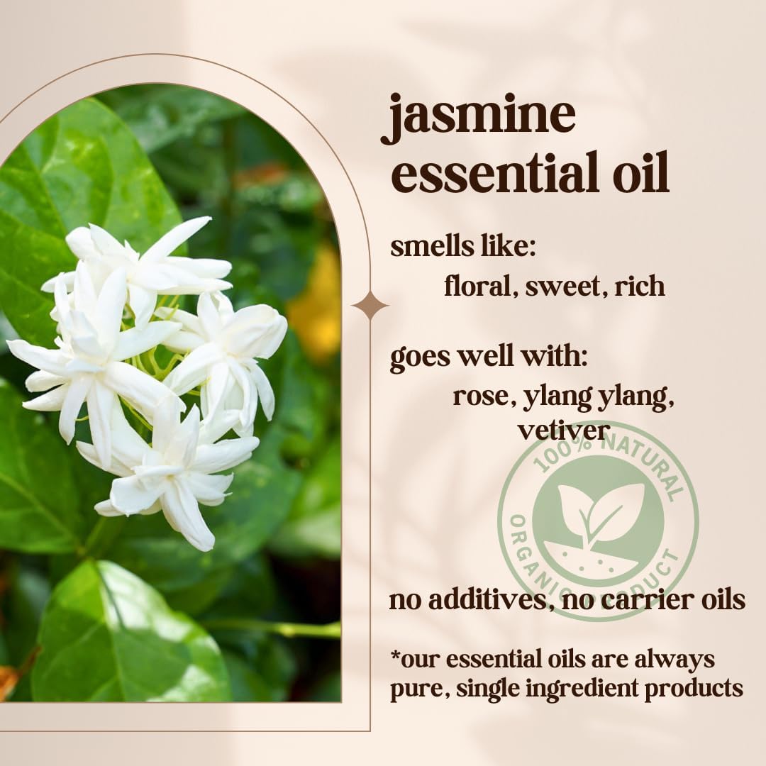 Avivni Jasmine Essential Oil - 100% Pure & Natural, Undiluted for Aromatherapy, Skin, Hair, Diffuser (0.33oz - 10ml)