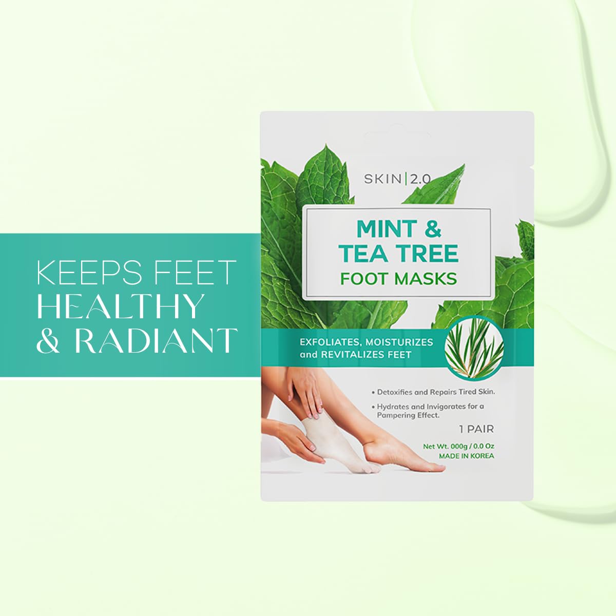 Tea Tree & Mint Foot Masks - Fights Athlete's Foot, Detoxifies & Exfoliates, Cooling & Relaxing - Dermatologist Tested Korean Skincare - Clean Beauty, Cruelty-Free, All Skin Types - 3 Pairs