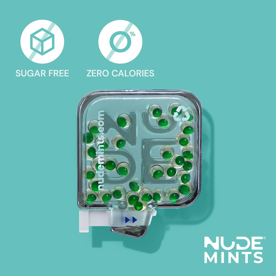 NUDE MINTS | Dual Action Liquid Capsules | Mouth Watering Mint - Lasts 3X Longer - 3X Stronger - Extreme Bad Breath Treatment For Adults - Sugar Free, 0 Calorie - Spearmint - 10 Pack - 300 Capsules