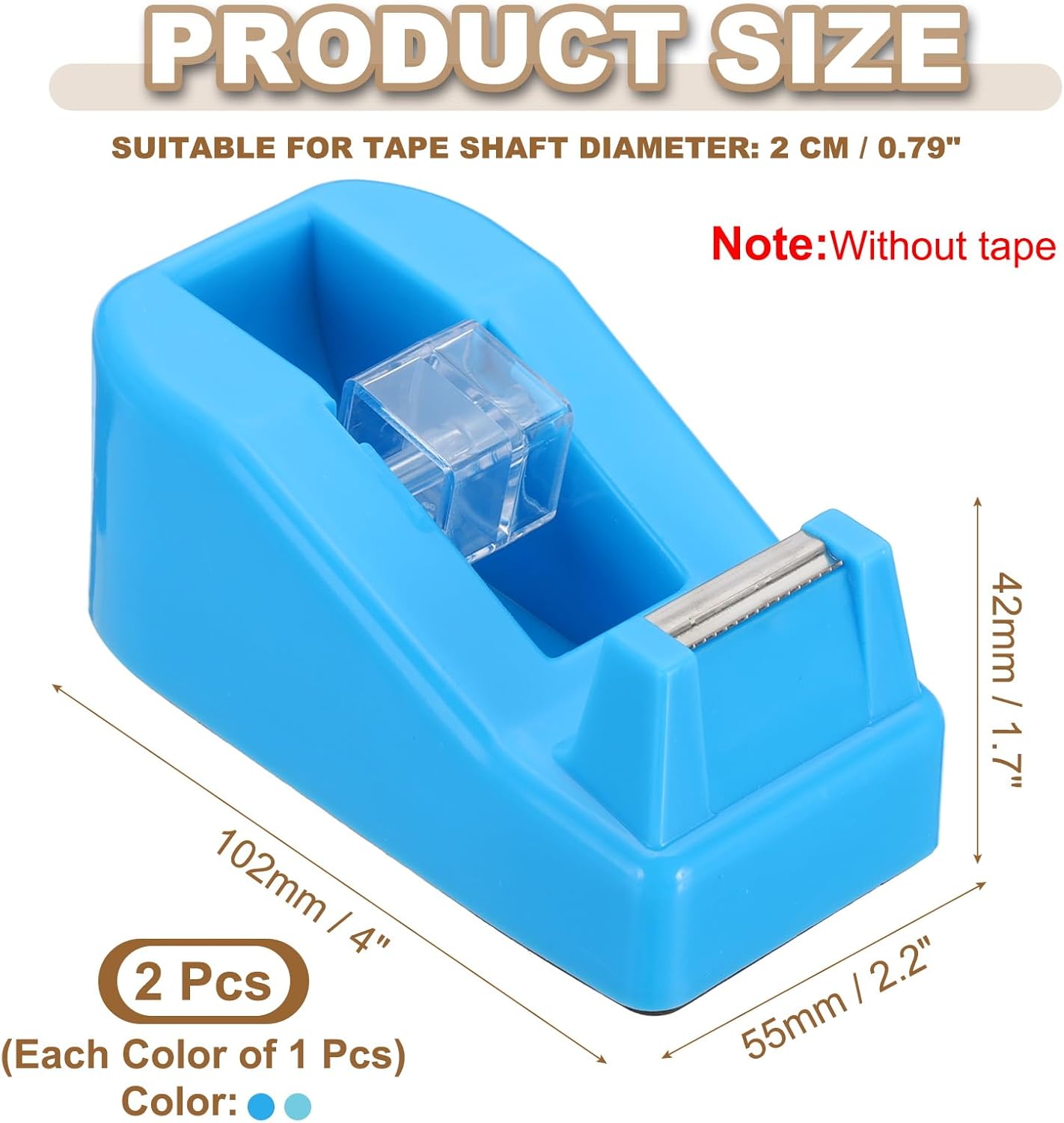 PATIKIL 2pcs Tape Dispenser Desk, Small Tape Dispenser Cute Desktop Dispenser Holder for Tape Office Desktop, Blue Tone