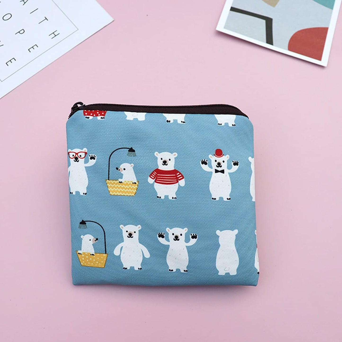 Sanitary Napkin Storage Bag,3pack Sanitary Napkin Pads Storage Bag with Zipper 5x5 inches First Period Bag for Girls,Women,Ladies(Strawberry)