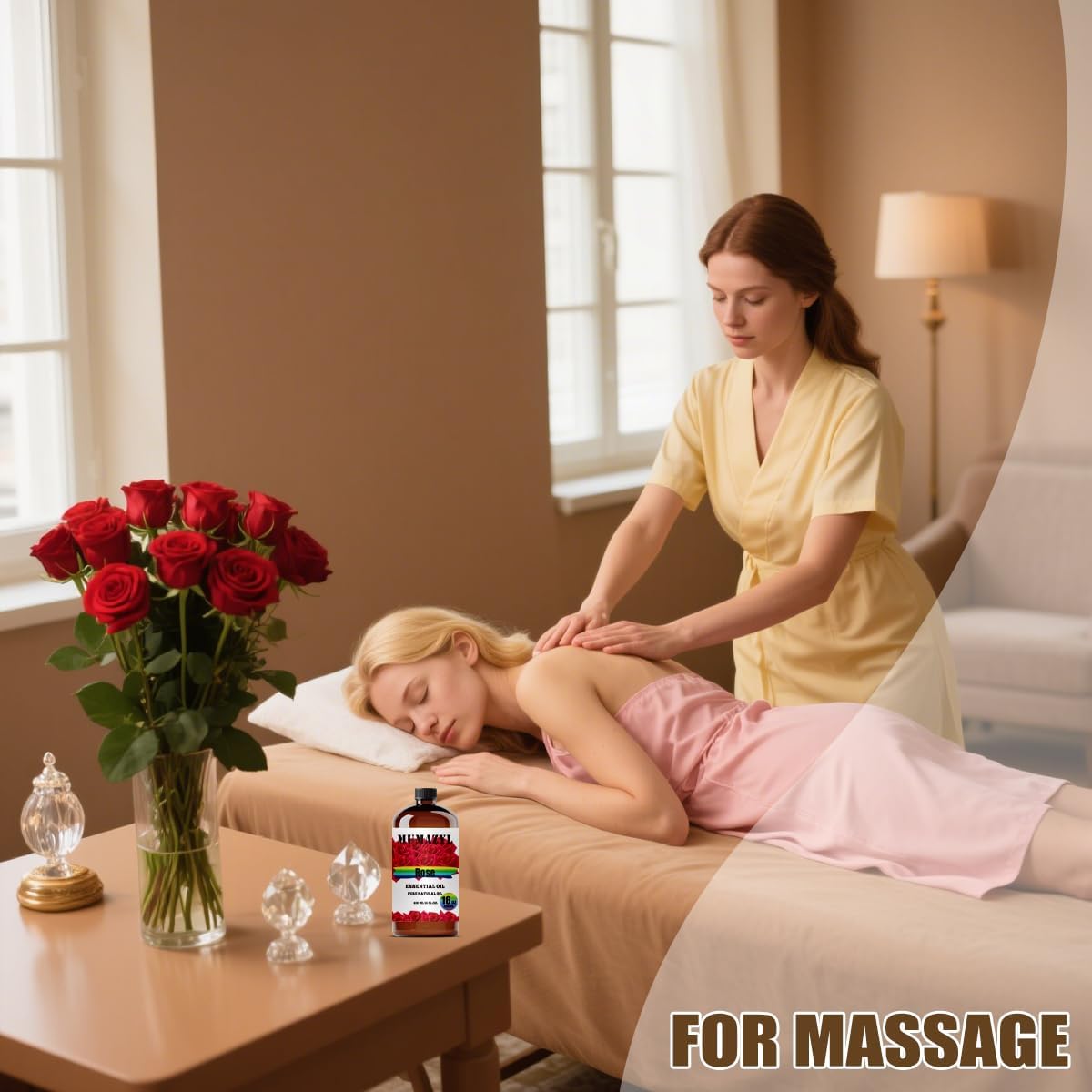 Rose Essential Oil, Rose Oil 16 Fl Oz 480ML for Diffuser Humidifier Yoga Cleaning DIY Candle Soap Making Essential Oils