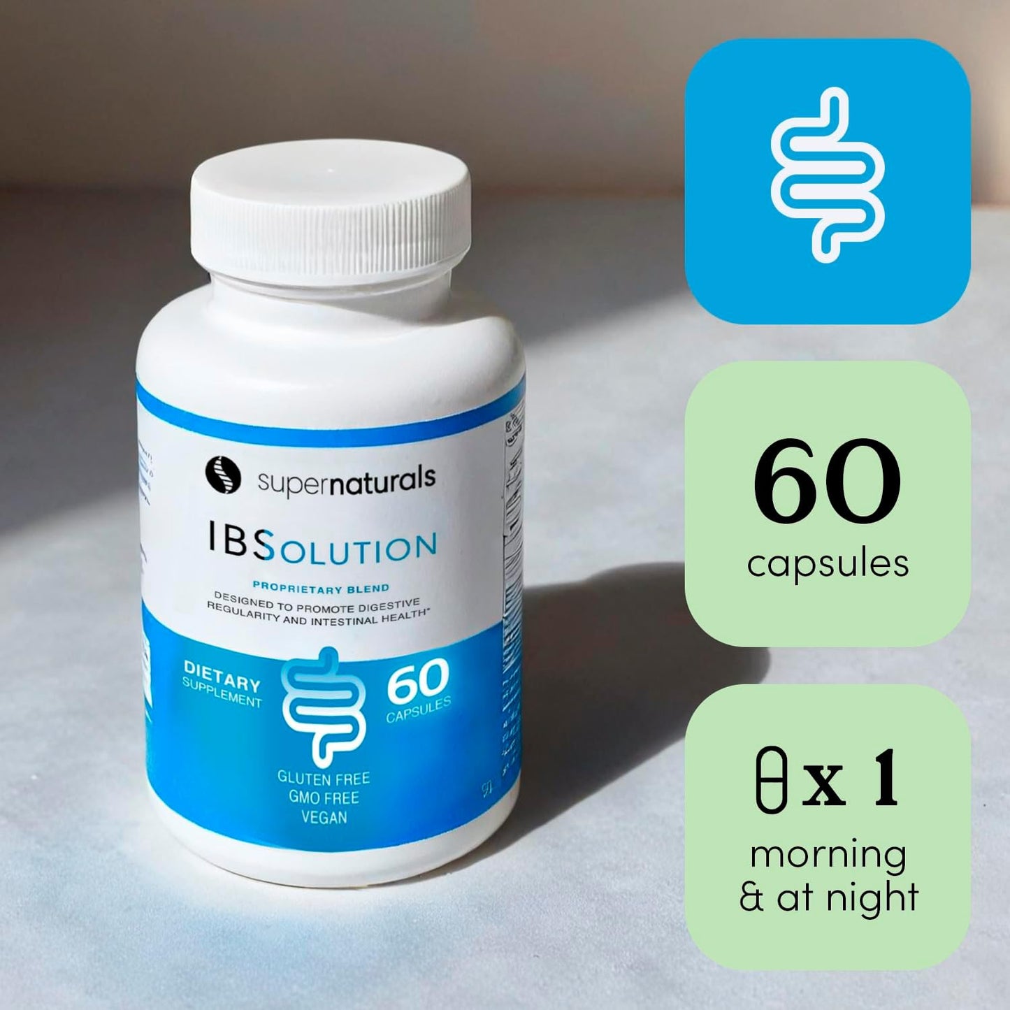 IBSolution - Digestive Health Supplement, Gas, Bloating, Diarrhea, Constipation Relief, Abdominal Pain, With Psyllium, Promote Regularity, Supports Gut Health, Made in USA - 60 Vegan Capsules, 2-Pack