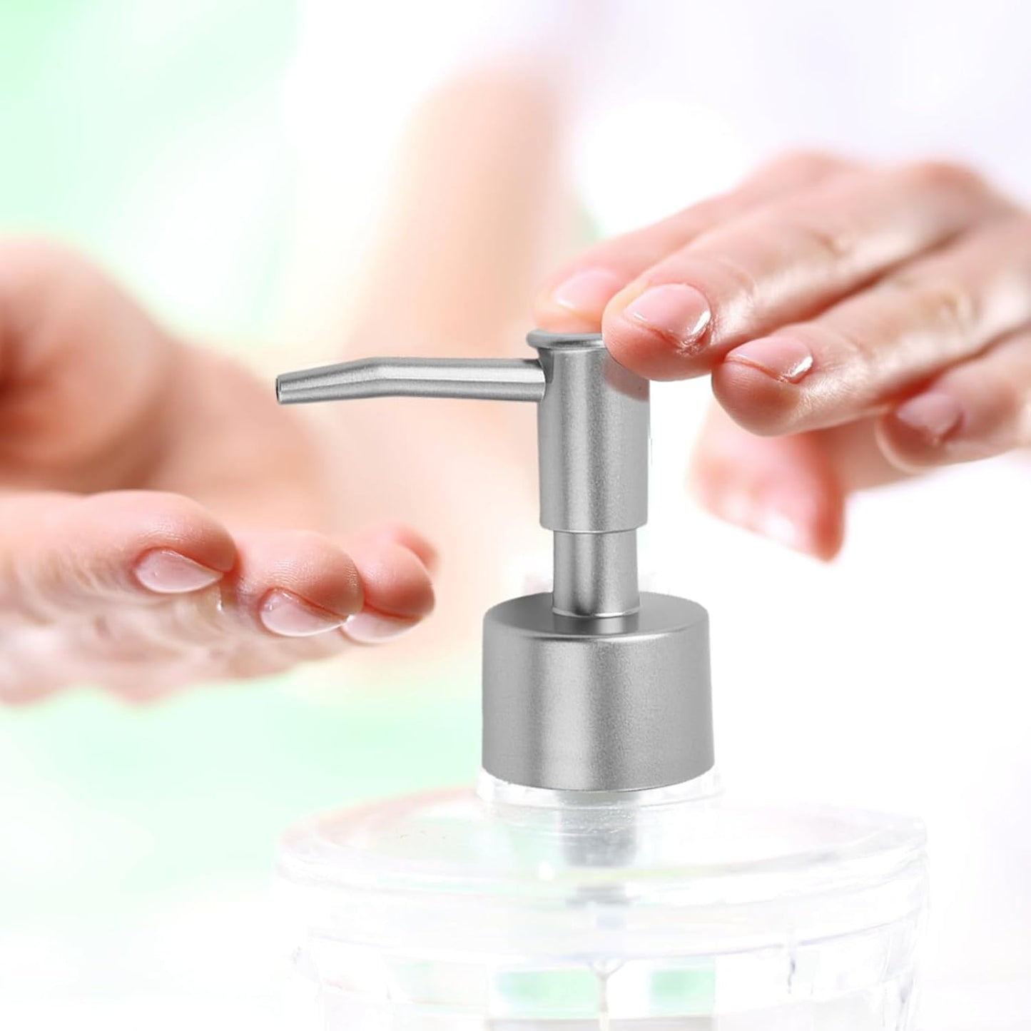 Lotion Soap Dispenser Replacement Pump for Bottles Fits 28/400 Thread Standard, for Dish Soap Refill Dispenser Kitchen Bathroom Worktop Bottles(Matte Silver)