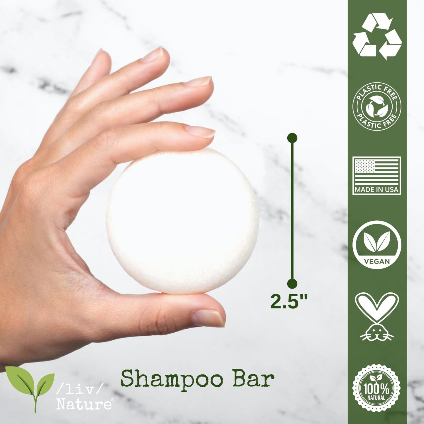 Fragrance Free Shampoo Bar | Clean Non Toxic Shampoos | Hypoallergenic | Gentle, Safe for Sensitive Skin, Psoriasis | Unscented | Travel | Handmade in USA 1-pk