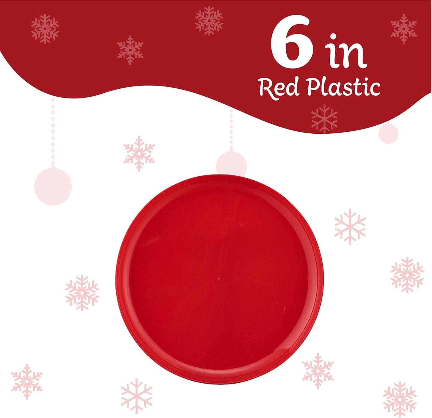PLASTICPRO 30 Pack 6.3'' Christmass Plates Red Plastic Party Plates Edge Collection Premium heavyweight Elegant Disposable Tableware Dishes
