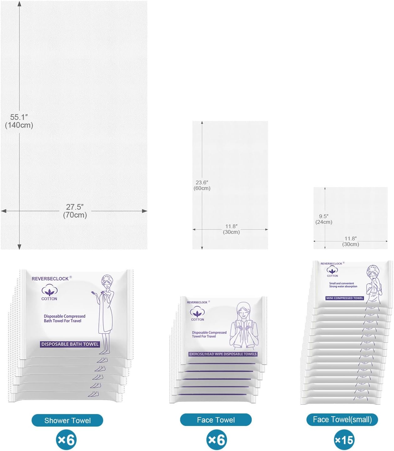 Disposable Towel Set Compressed Towels Large Bath Towel Face Towel Cotton Thick Portable Reusable Washcloth for Travel Camping Hiking Swimming Outdoor Sports Beauty Salon Cleaning Travel Kit for Hotel