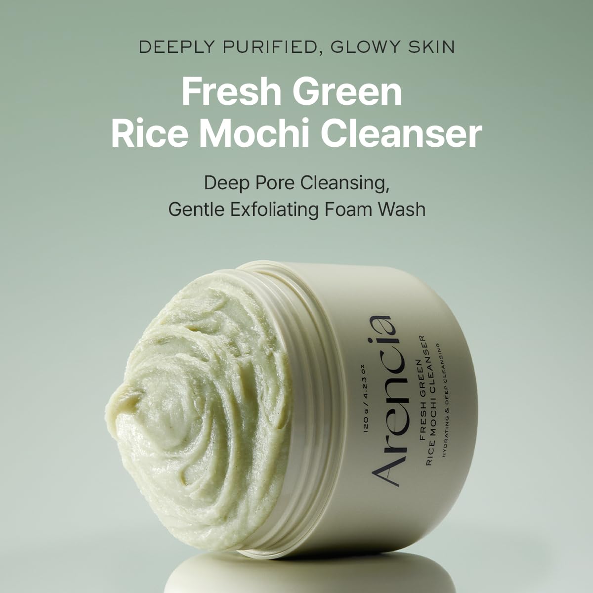 Korean Rice Mochi Face Cleanser - Face Wash, Gentle Scrub All in One for Deep Cleansing, Moisturizing, Pore Minimizing, Acne-Prone Skin, Removing Blackhead with Rice Water & Green Tea