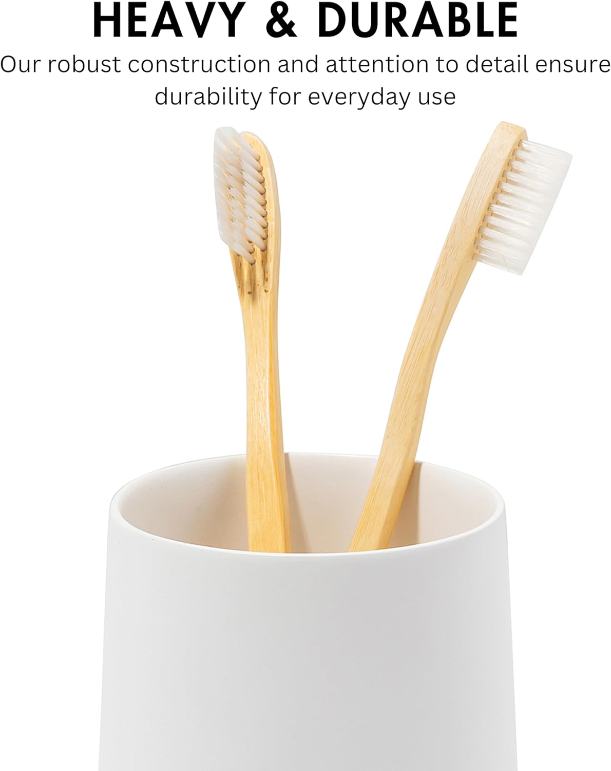 Matte White Toothbrush and Toothpaste Holder and Cup for Bathroom Vanity and Countertop, Round Organizer for Electric Toothbrushes, Floss, Razors, Cotton, and Mouthwash