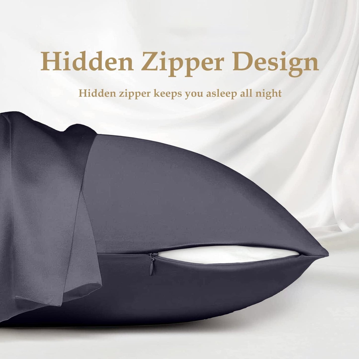 INSSL Silk Pillowcase for Women, Mulberry Silk Pillowcase for Hair and Skin and Stay Comfortable and Breathable During Sleep (Standard, Dark Grey)