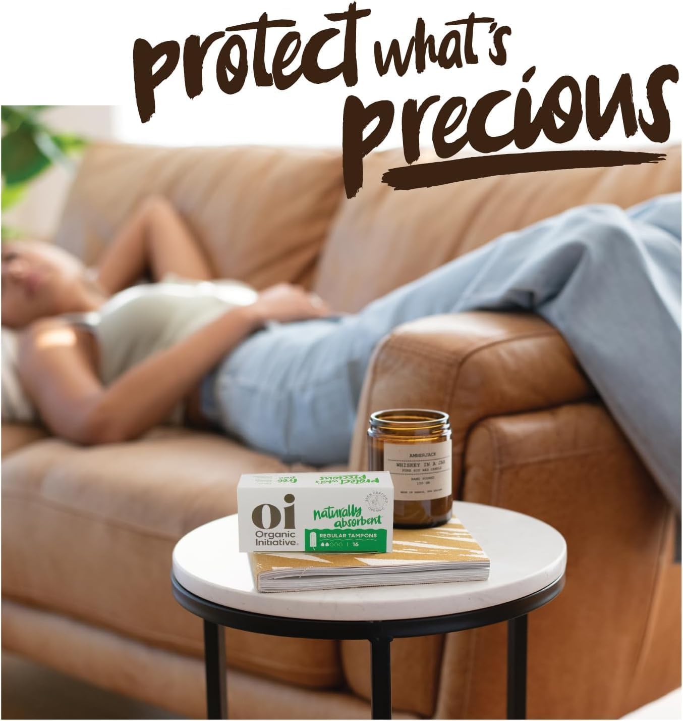 Oi | Organic Initiative - 100% Certified Organic Cotton Non-Applicator Tampons | Ultra-Absorbent, Unscented, Natural, Non-Toxic, Applicator Free | Regular | 64 Count