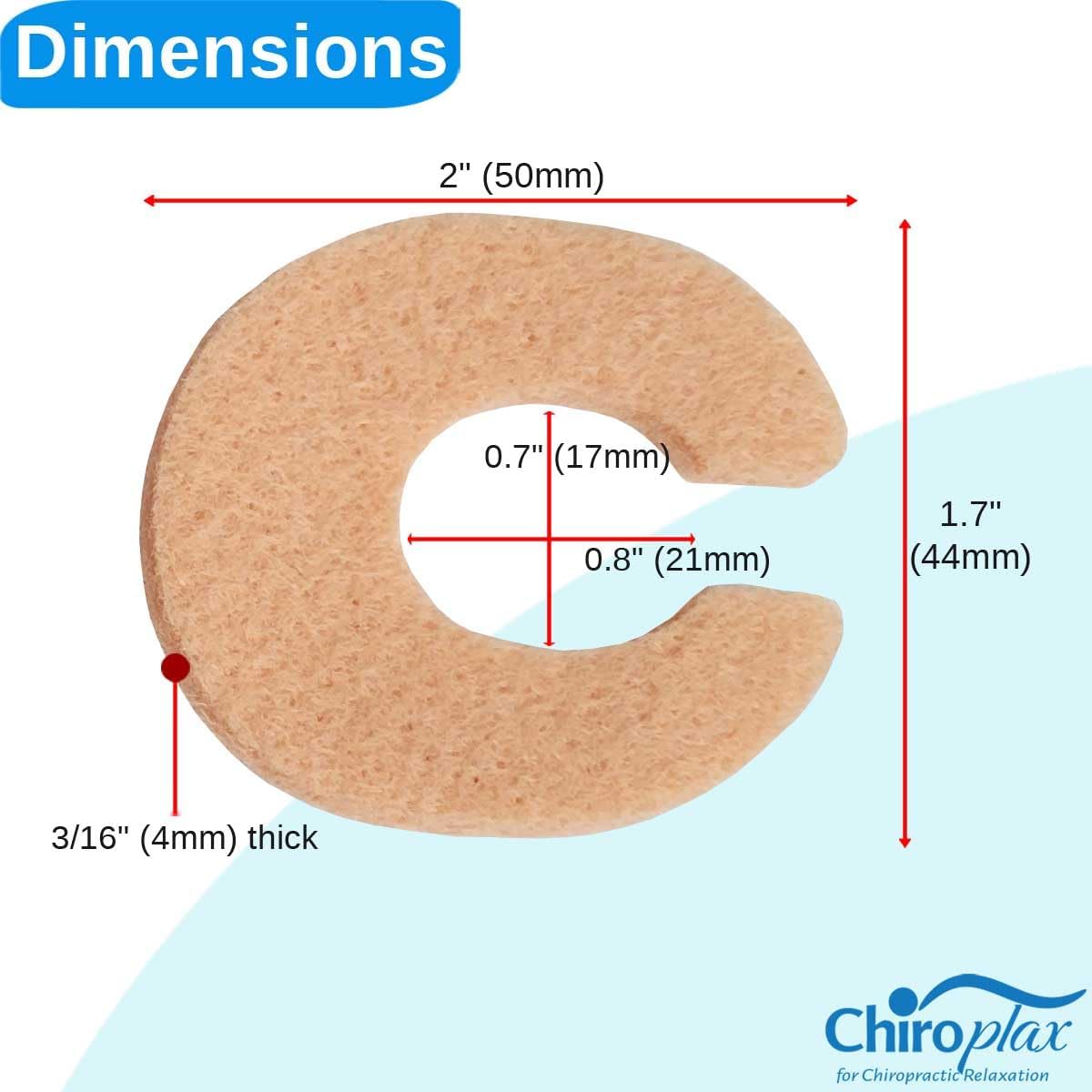 Chiroplax C-Shaped Felt Callus Cushion Pads Protector Rubbing Pain Relief Forefoot Metatarsal | 3/16" Thick (30 Pack)