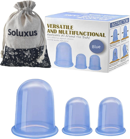 Silicone Cupping Sets Massage Cup Tool Vacuum Suction Cup for Cellulite Treatment Vacuum Cups Body and face Adult Portable Arthritis Home Use Blue 4piece 
