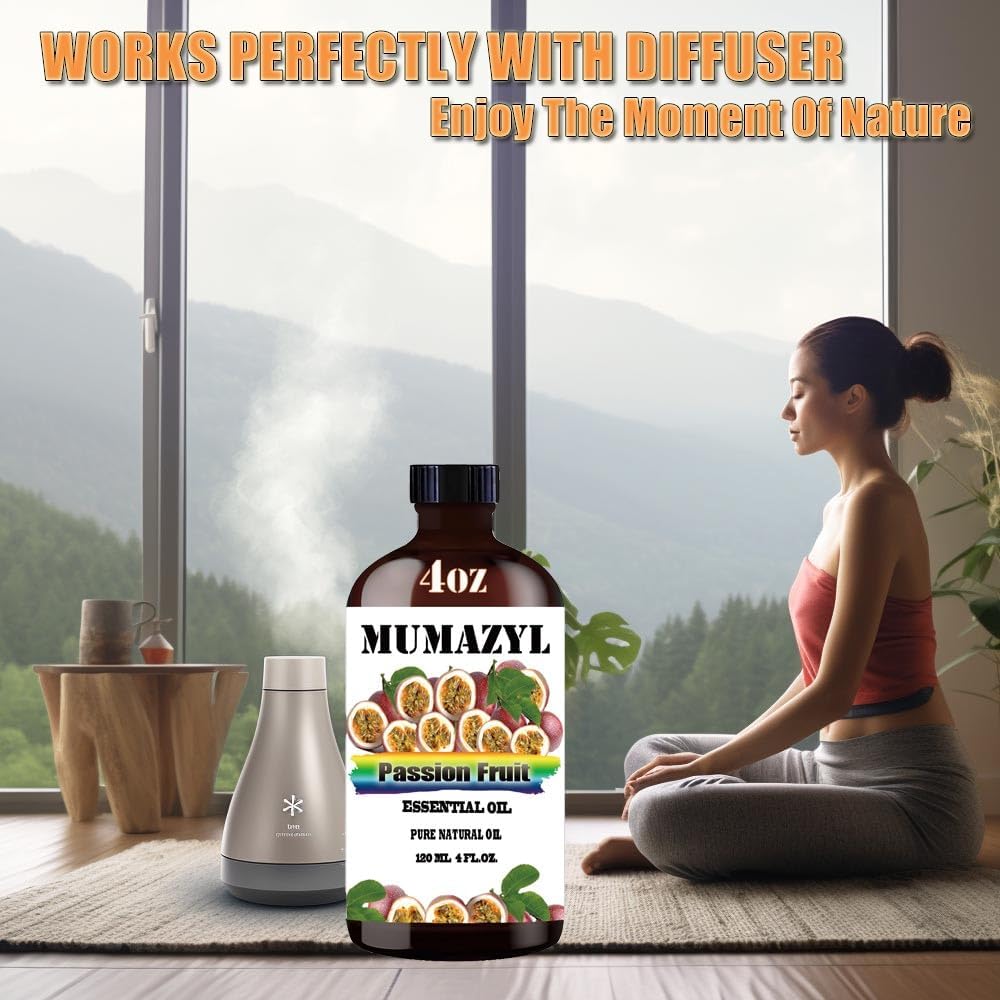 Passion Fruit Essential Oil, Passion Fruit Oil 4 Fl Oz 120ML for Diffuser Humidifier Yoga Cleaning DIY Candle Soap Making Essential Oils