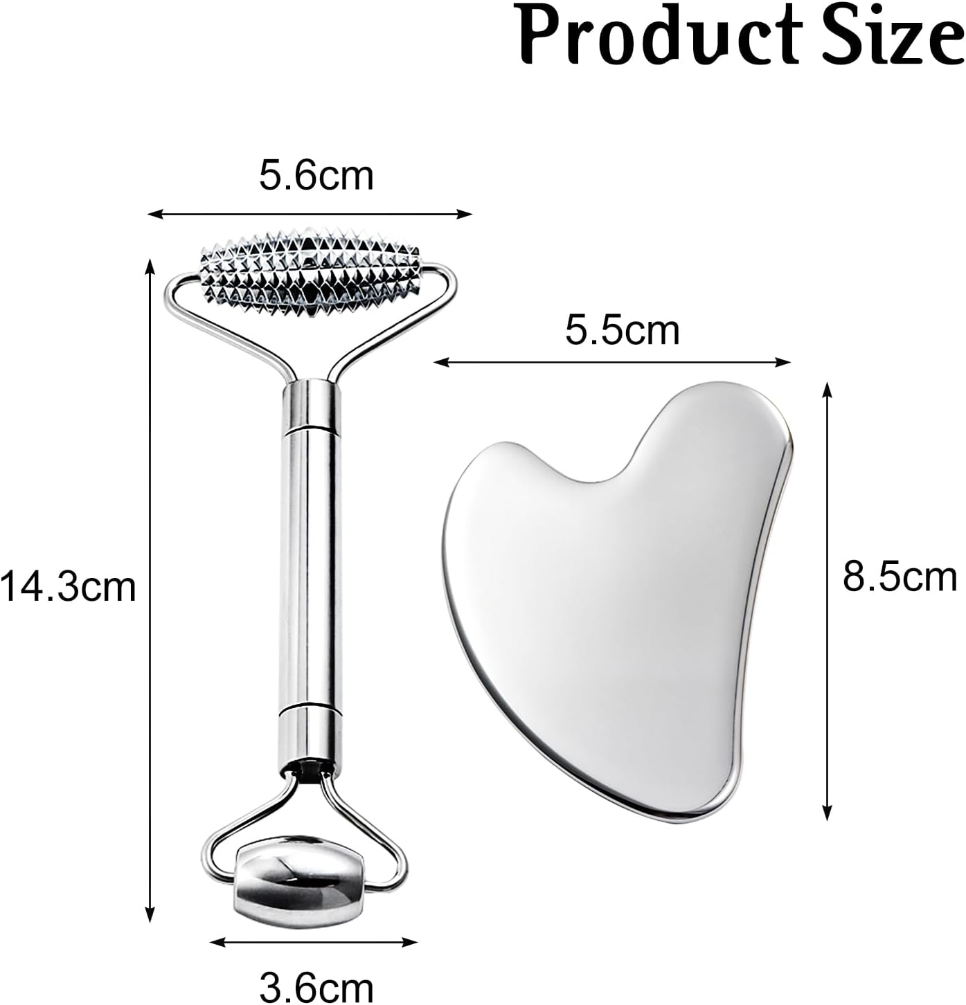 Gua Sha Facial Tools and Face Roller Set, Lymphatic Drainage Massager,Stainless Steel Facial Sculpting Eyes Roller Guasha for Face, Chin & Jawline Sculpting,Skin Care