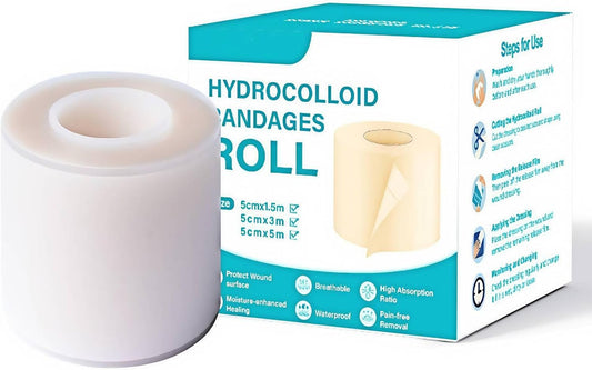 Hydrocolloid Bandage, Hydrocolloid Roll for Wound Care and Healing, Hypoallergenic and Skin-Friendly, Flexible & Waterproof,Self-Adhesive,DIY Size and Shape (2in* 10ft)