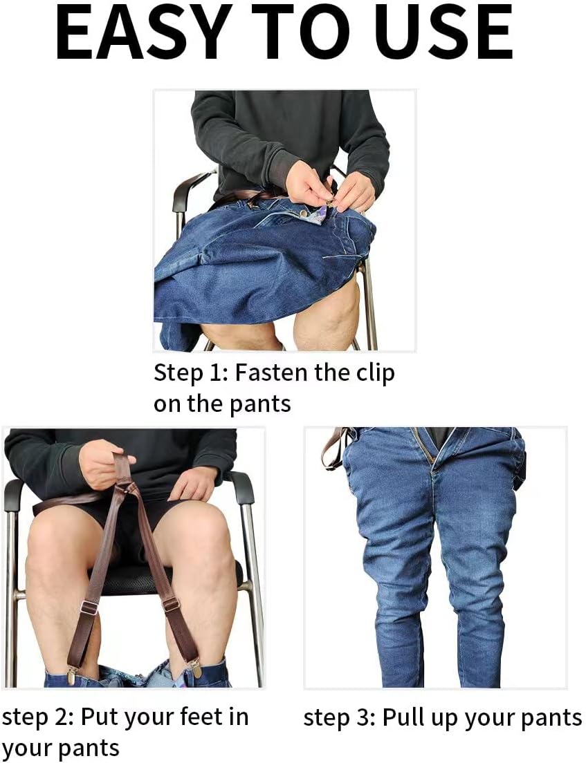 Pants Wearing Assist Clip and Pull Dressing Aids Tool Device No Need Bend for Elderly Disabled Pregnant Injuries Pants Helper(Brown)