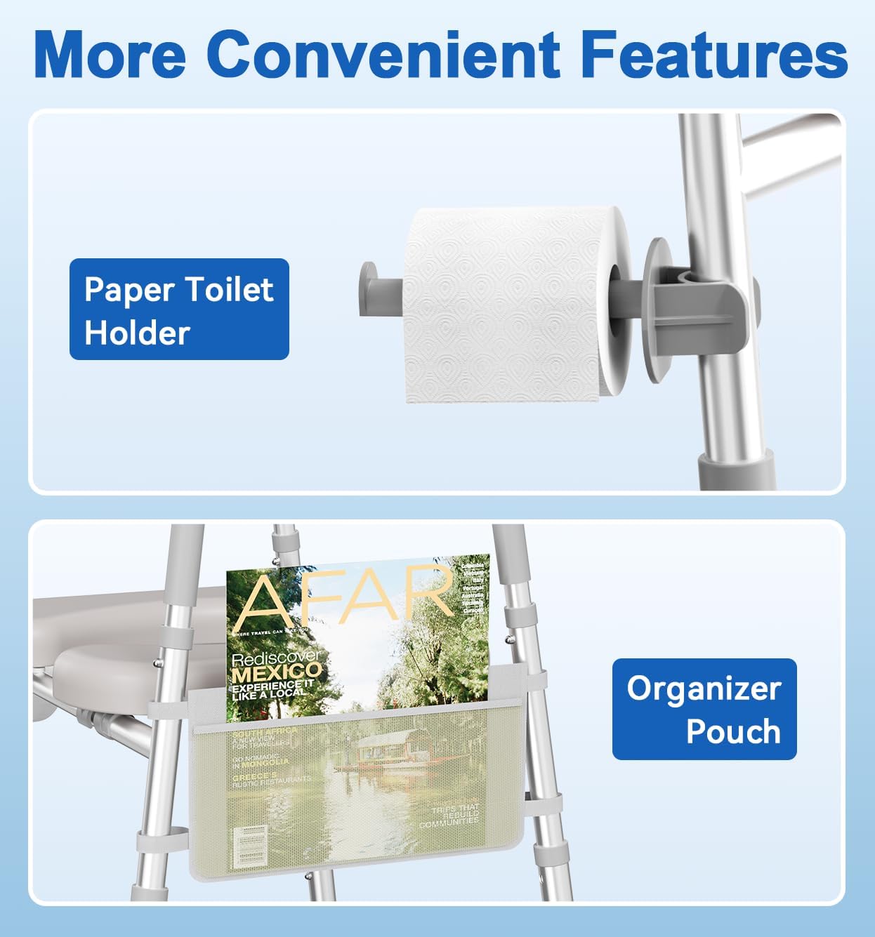 HOMLAND Raised Toilet Seat with Handles, Toilet Seat Riser for Seniors, Adjustable Height & Width, 400lb Elevated Handicap Toilet Seat, Fit Any Toilet, Grey