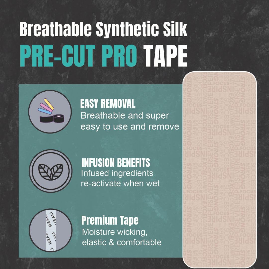 Heali Kinesiology Tape with Magnesium and Menthol, 20 Pcs Precut Strips, K Tape Roll, Knees, Physical Therapy Sports Tape for Knees, Joints & Muscles, Water Resistant, Beige Inspiration