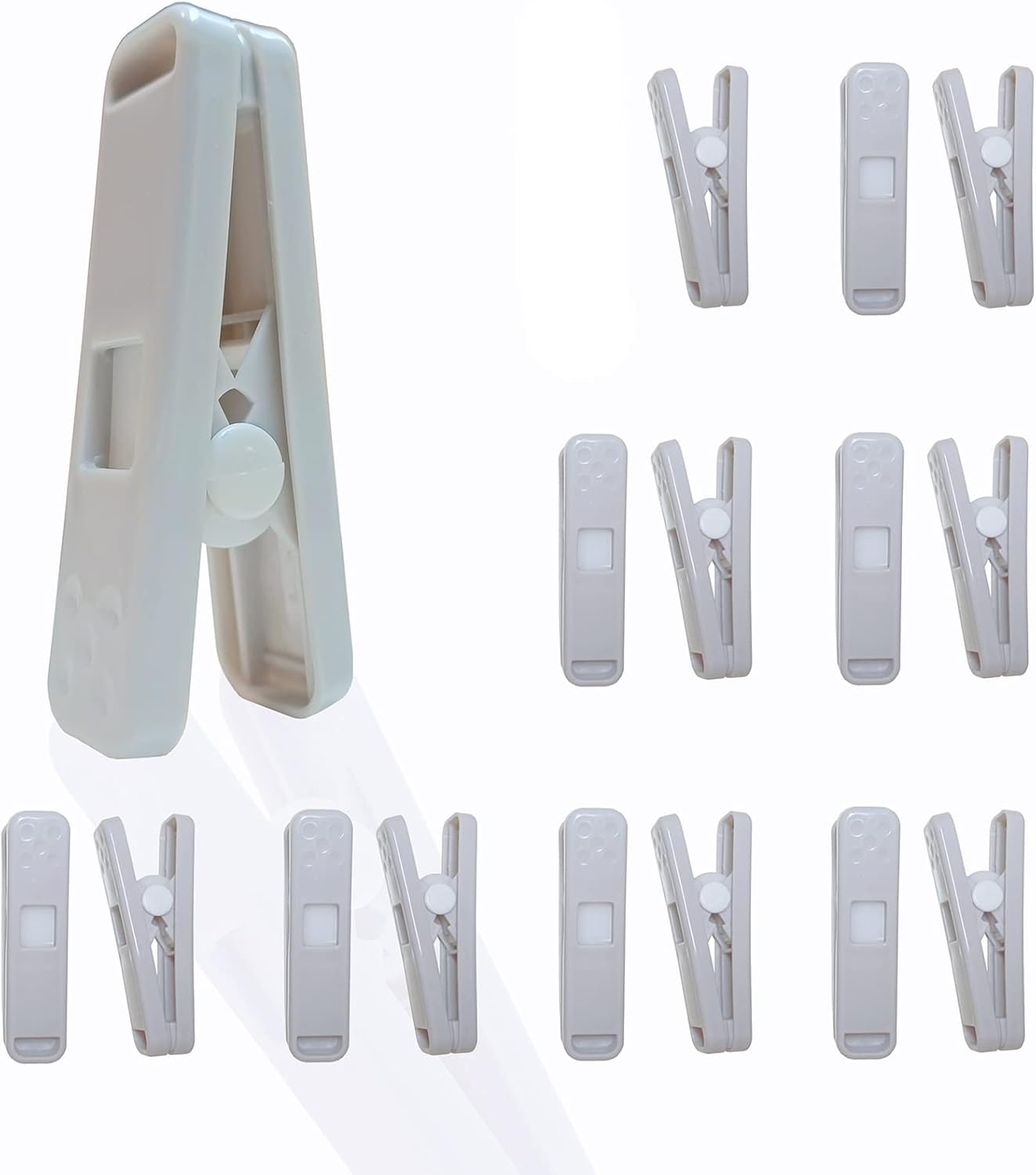 Strong Plastic Clothespins-16 Pack Heavy Duty Laundry Clothes Pins, Strong Clips, Non-Slip Clothes Pegs, Chip Clips, Hanger Clip, Rustless, Windproof, Heatproof-Gray