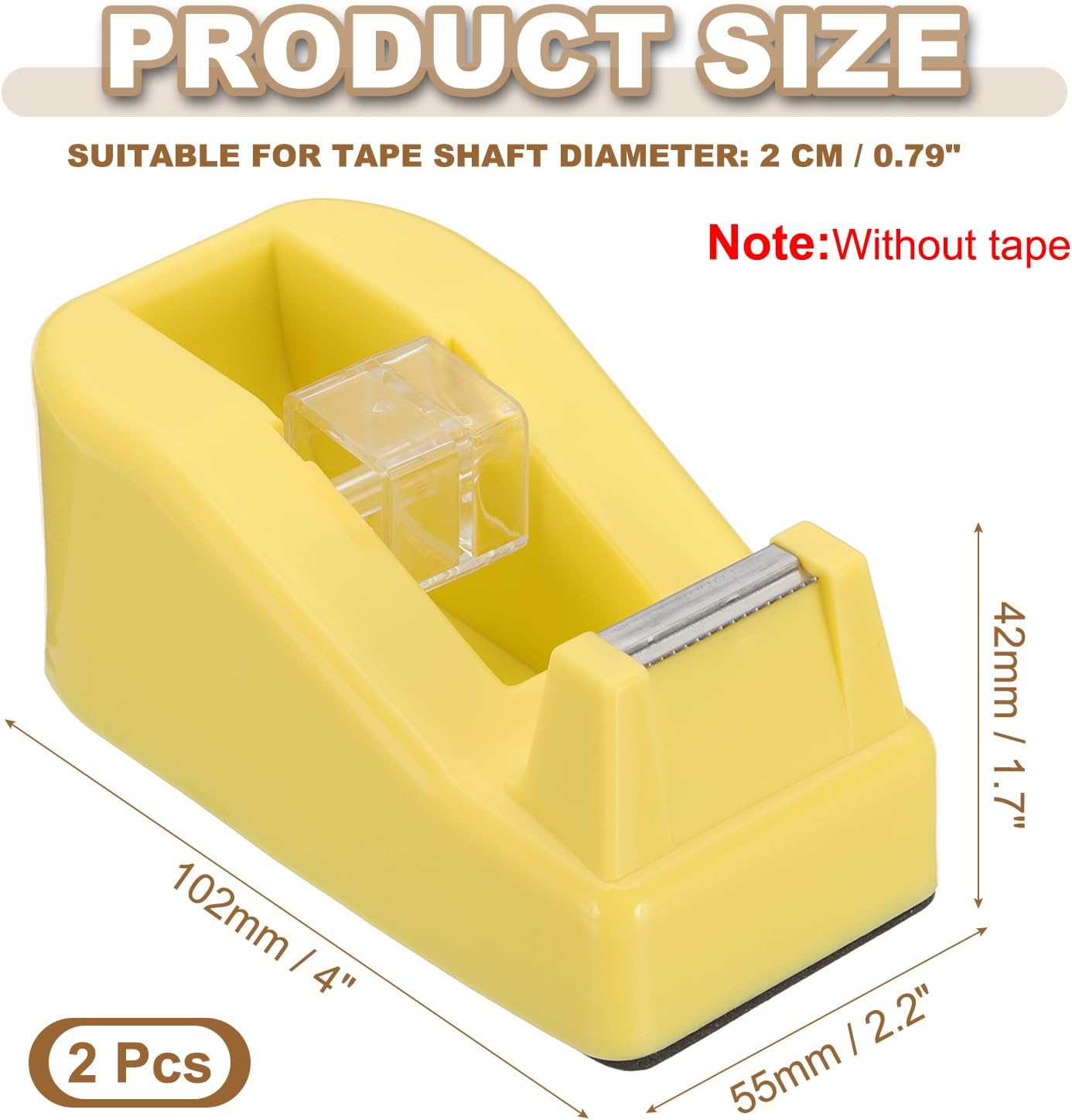 PATIKIL 2pcs Tape Dispenser Desk, Small Tape Dispenser Cute Desktop Dispenser Holder for Tape Office Desktop, Yellow