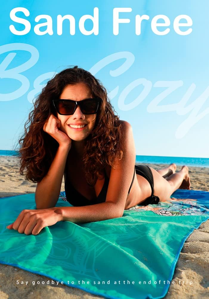 2 Pack Microfiber Lightweight Beach Towel Sand Free Quick Dry Absorbent Thin Compact Towels for Swimming Pool Camping Beach Accessories Large Easy Pack Travel Things for Vacation Essentials Gift