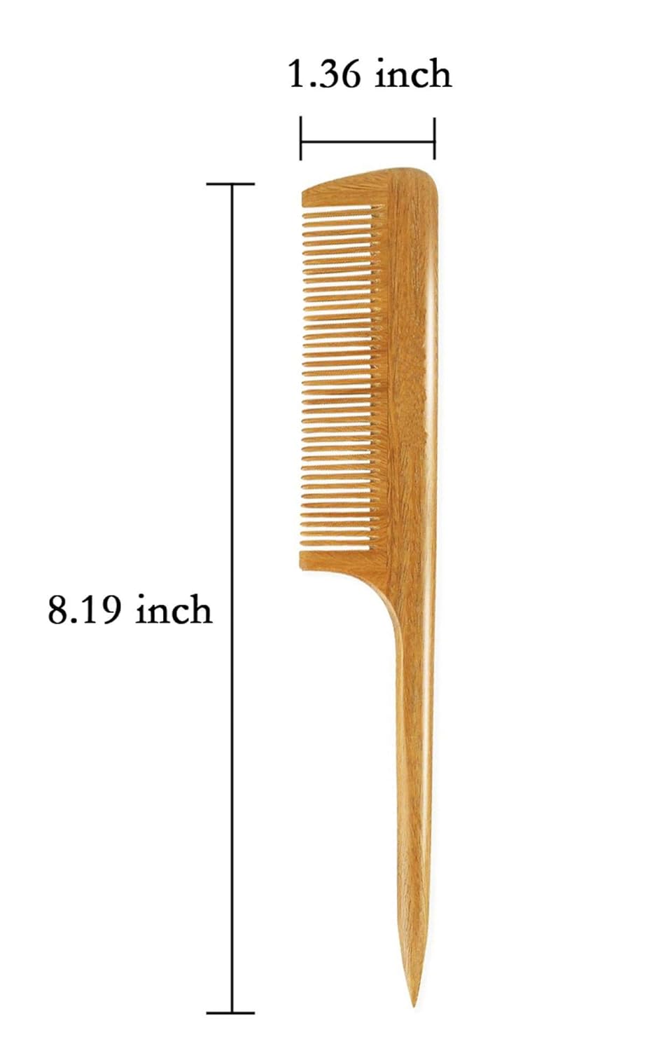 Louise Maelys 2pcs Wooden Wide Tooth Hair Comb Sandalwood Tail Combs for Curly Thick Hair Styling