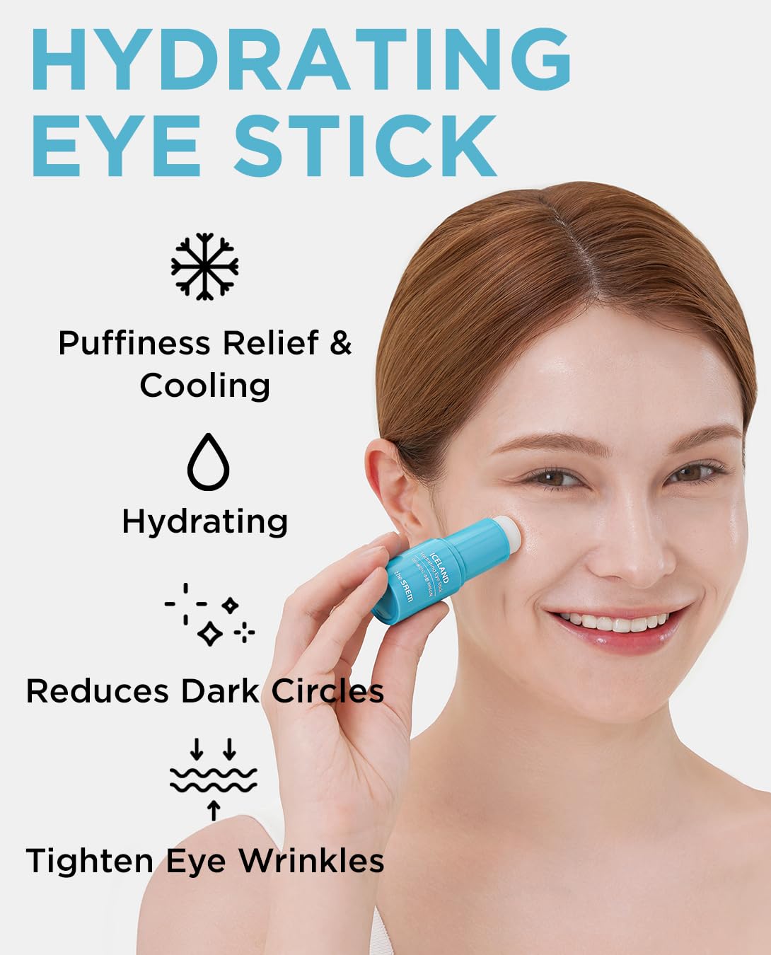 THESAEM Iceland Hydrating Eye Stick - Cooling Eye Balm - Dark Circles & Puffiness – Under Eye Treatment - Reduce Wrinkles and Moisturizing - Minimize Dark & Puffy Eyes - Aqua Scent, 0.24oz 2 Pack